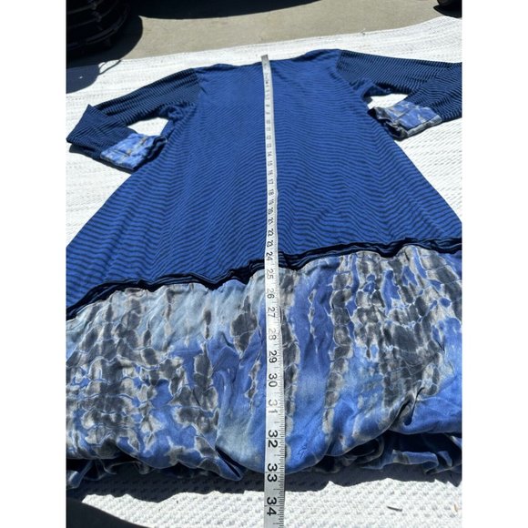 Plenty by Tracy Reese Dress Women Small Blue Stripe V-Neck Long Sleeve Trim Silk - Picture 9 of 11